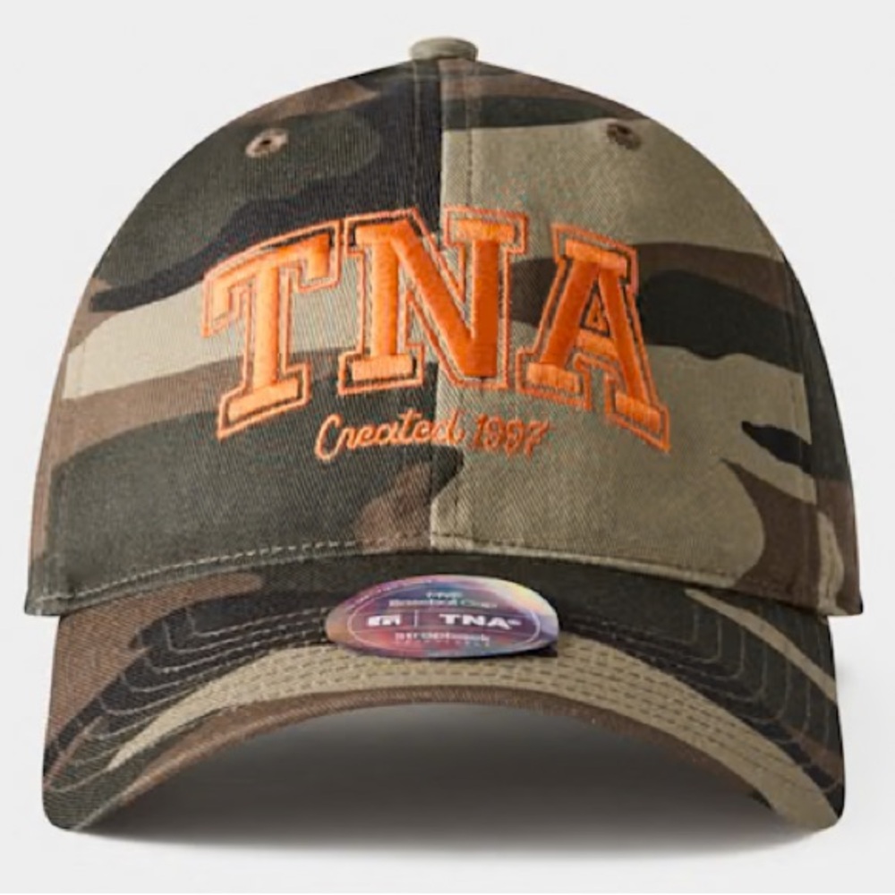TNA Camouflage Baseball Cap with Orange Embroidered Logo